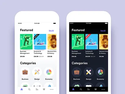 Online Course App - Which version works best? android app courses details education home screen ios library list navigation search