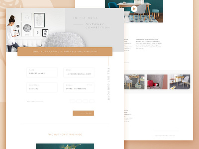 Initia Nova Competition competition design drop shadow form furniture gold landing page microsite minimal ui vertical text