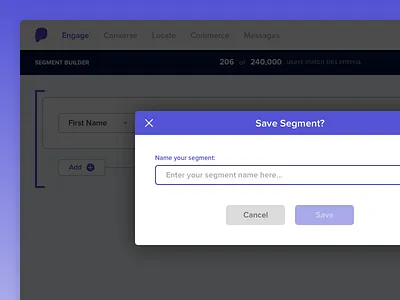 New Branding branding builder modal overlay purple rule save saving users