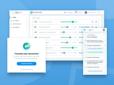 Immigration Forms Dashboard crm dashboard mobile responsive uxui web