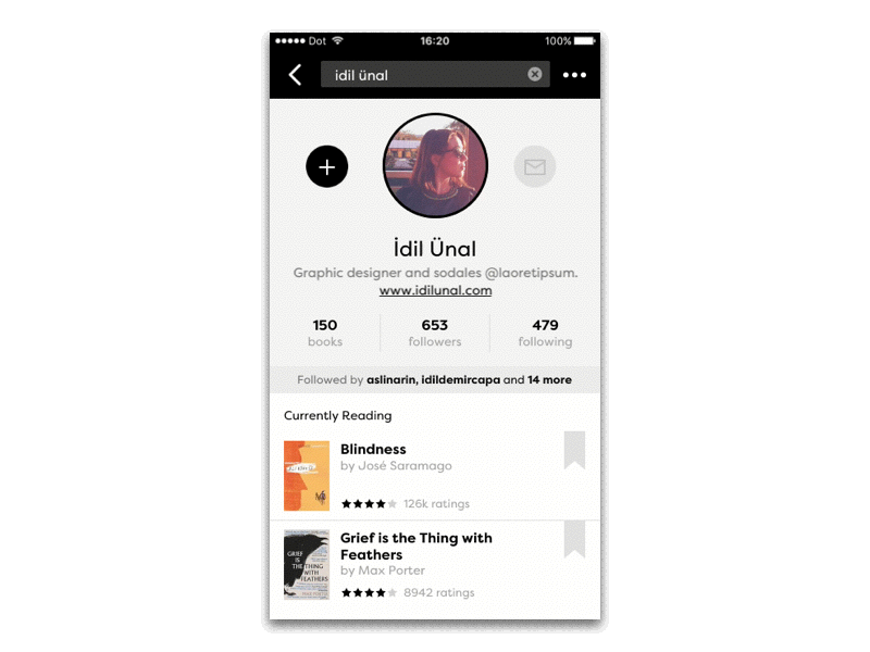 Daily UI #006 – User Profile book ios mobile profile read recommendation ui user ux