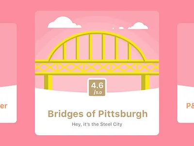 City Guide ・ Pittsburgh II bridges card city design gold pittsburgh steel city ui