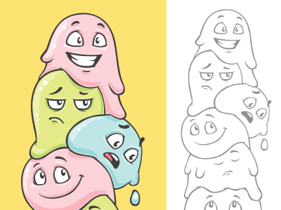 Colorful ice cream candy character colorful cream cute food ice process summer sweet tasty vector