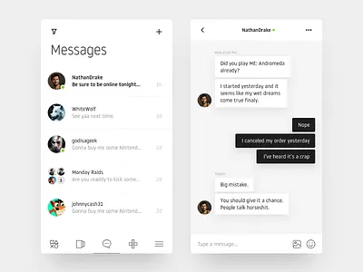 Playstation iOS App - Messages app chat games gaming interface ios messages minimal playstation ps ui white