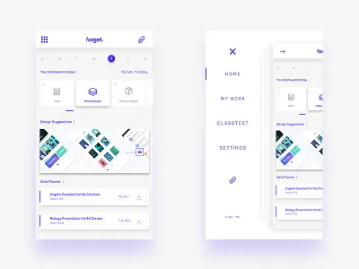 Forget - School Planner Application app art cover design graphic design illustration iphone landingpage planner uiux web