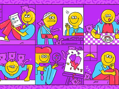 Morning Routines cats comic dropbox morning routines productivity short story smiley face