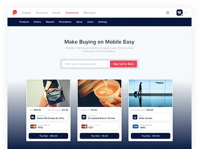 Sign up for Beta within the product airline apps beta coffee commerce email fashion marketing navigation product signup webapp