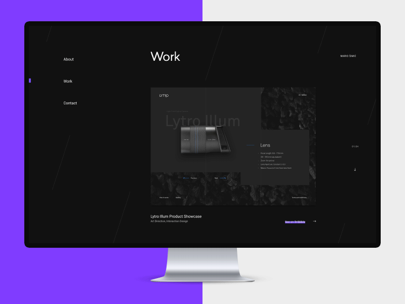 Personal Portfolio Animation animation dark interface layout personal portfolio principle purple typography ui ux website