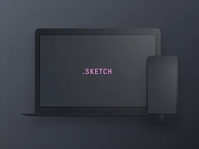 Dark Devices - Free Sketch Mockup clean dark devices free freebie ios iphone macbook mockup sketch template web