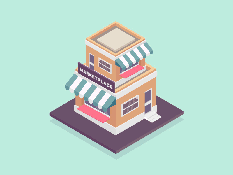 Marketplace flat gif isometric animation marketplace rebound webkul