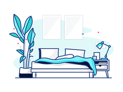 Favorite Spot bed bedroom decor home illustrations lamp lines nightstand plants room