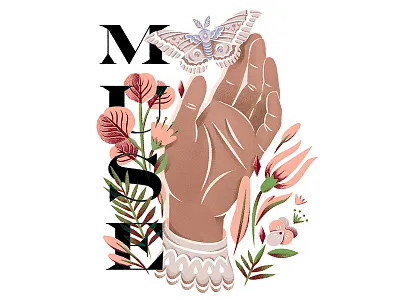 Visited By A Muse flowers hand illustration inspiration moon moth plants poem prose soft textures