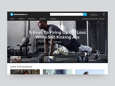 Bodybuilding.com Home Page Redesign branding clean design layout typography ui ux web