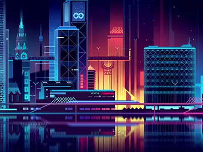 Headroom headroom illustration landscape munich neon night virtual