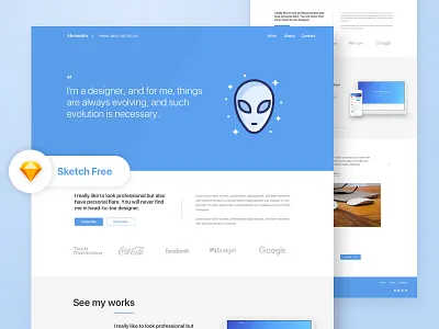 Free Portfolio Landing Page best shot blue clean free icon landing page mockup portfolio recent service work