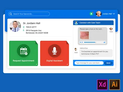 Patient Portal Dashboard application chat connect dashboard doctor health medical patient trackers ui ux web