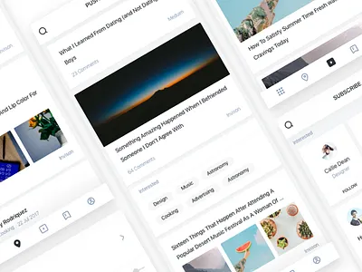 An information concept project of mobile app. app blog clean colors grid minimalism type typography