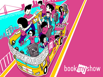 Party Bus event graphic illustration party sketching