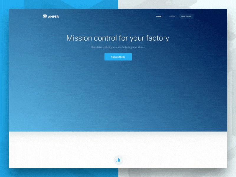 Amper Website homepage landing layout machine manufacturing page ui wifi