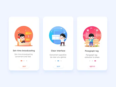 Onboarding Illustrations delivery fm gradient login music onboarding sign signup simple ui ux