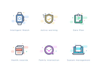 Icons bill examination ios care message communication records computer schedule falt intelligent watch icon family order health email line early warning physical security