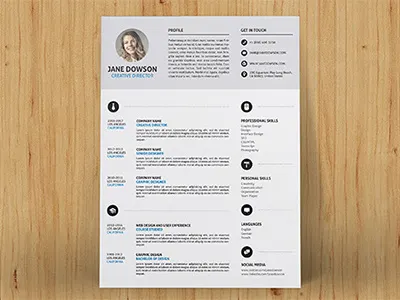Clean Resume 300dpi cmyk color cv dark flashblue layered light print psd resume template
