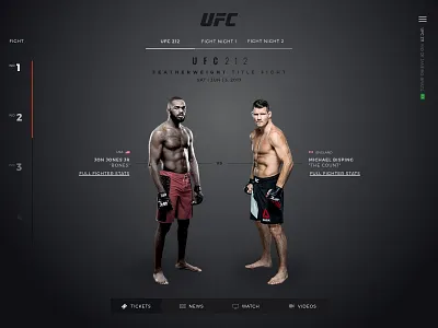 UFC Fight Profile UI application brand clean dark fight ios logo ufc ui ux web website