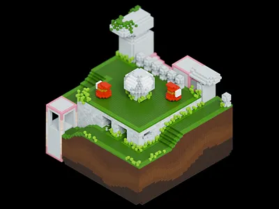 Mushroom Mesa 3d iso magicavoxel mario shyguy toad voxel