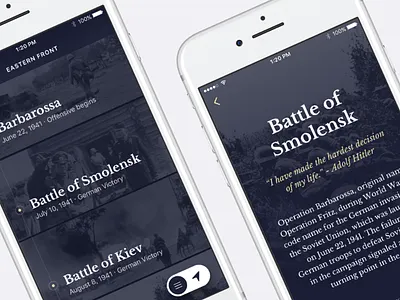 Historical Campaigns dark detail historical ios iphone list mobile