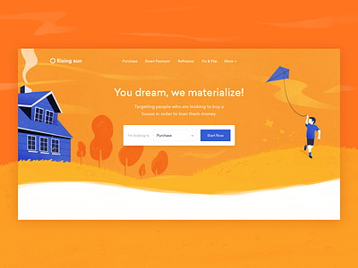 The House of Rising Sun desktop estate form hero illustration interface landing page orange real significa ui ux