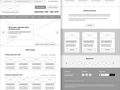 Route 66 Cruisin' Reunion — Wireframes california car show desktop route 66 ui user experience user interface ux website wireframes