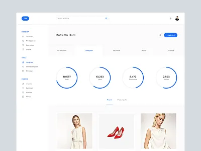Brand dashboard brand crm dashboard donut flat influencers kpi minimal simple tool ui ux
