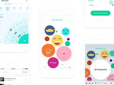 Meetgo - Dating app bubbles chat clean colourful dating sketch