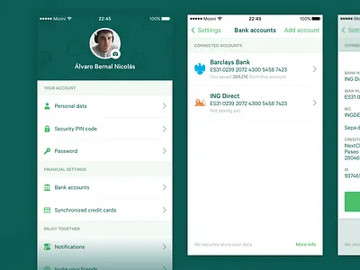 Mooni – Settings bank bank account bank accounts dollars euros fintech ios iphone money mooni save money savings