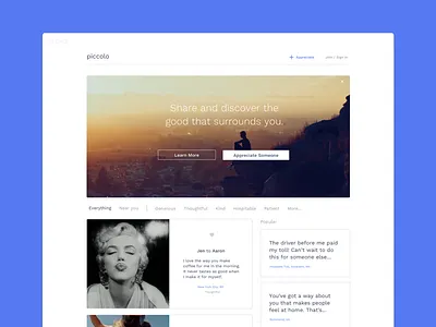 Piccolo feed home page post ui web app