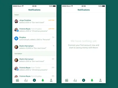 Mooni – Notifications bank bank account bank accounts dollars euros fintech ios iphone money mooni save money savings