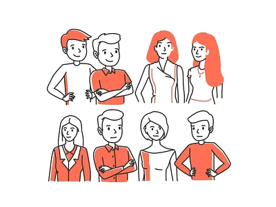 Line Characters 2d business characters cute george line minimal people person team vector work