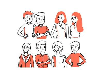 Line Characters 2d business characters cute george line minimal people person team vector work