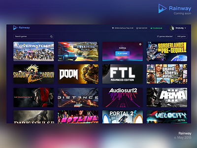 Rainway - Coming Soon app coming soon dark games gaming neon teaser ui uxui webapp