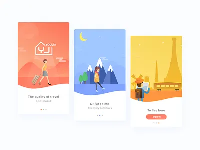 Short rent onbording app gradient illustration login onbording sign signup simple ui ux