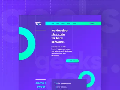 Geeks Doit Concept branding design experimental home page personal purple ui ux web webdesign