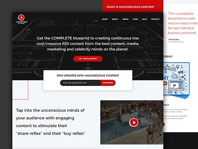 Unconscious Content - Landing Page black design grey landing page red ui