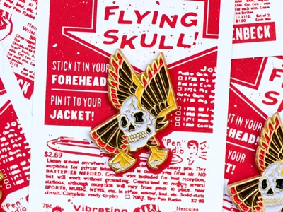 Flying Skull Enamel Pin eagle enamel pin lapel pin pin skull tattoo