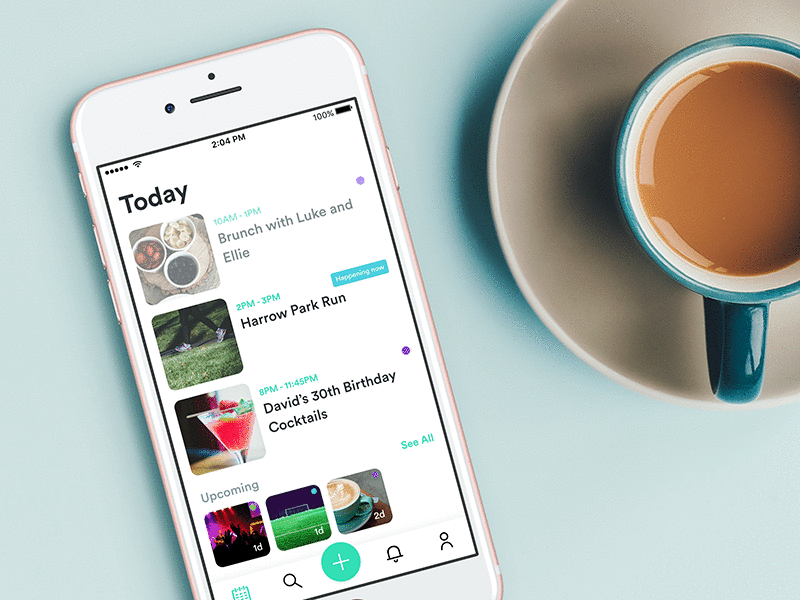 Today calendar circular coffee detailed events list nudds today ui unsplash