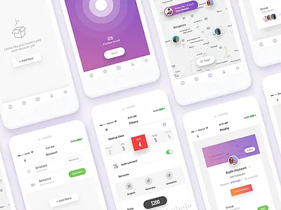 Designers social networking behance date dribbble empty state filter gradient location map price profile tracking