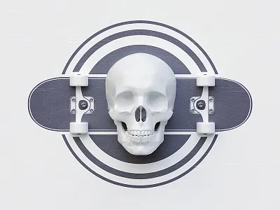 2d3d 2d 3d badge design exploration icon skate skull vector webshocker