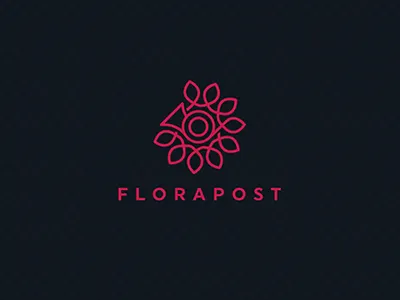 Florapost brand circle flower hunap hunapstudio identity line logo logos post shop sign