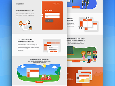 Landing - Signup Sheets app colorful colors design forms illustration interface landing sheets ui ux web