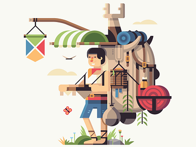 Giddy Salesman backpack beedle breath of the wild butterfly flag retromill salesman videogame