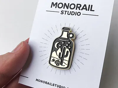 Southwest Cactus Pin cactus enamel pin lapel moon night sky stars